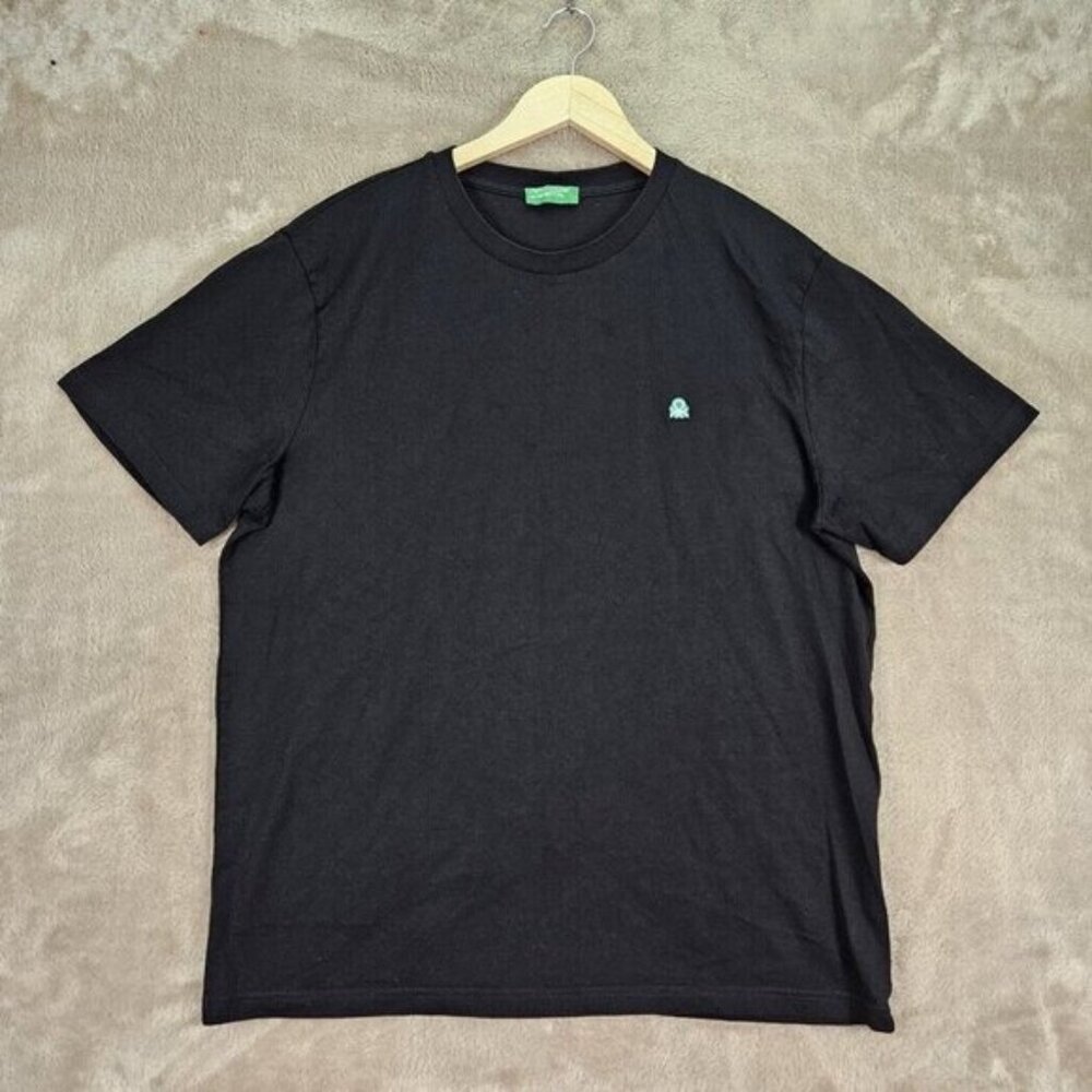 United Colors Of Benetton Logo T-Shirt Black Short Sleeve Mens Size 2XL XXL